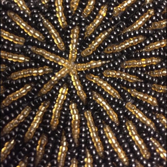 Vintage Beaded Black and Gold Evening Bag Handbag - Picture 4 of 8